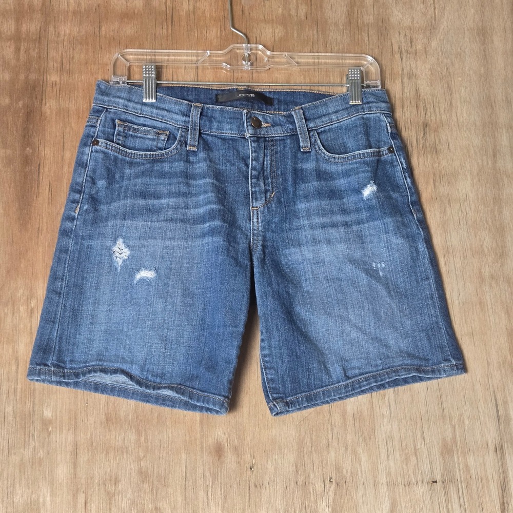 Joe's Jeans Womens Distressed Denim Shorts Medium Wash Blue Size 27